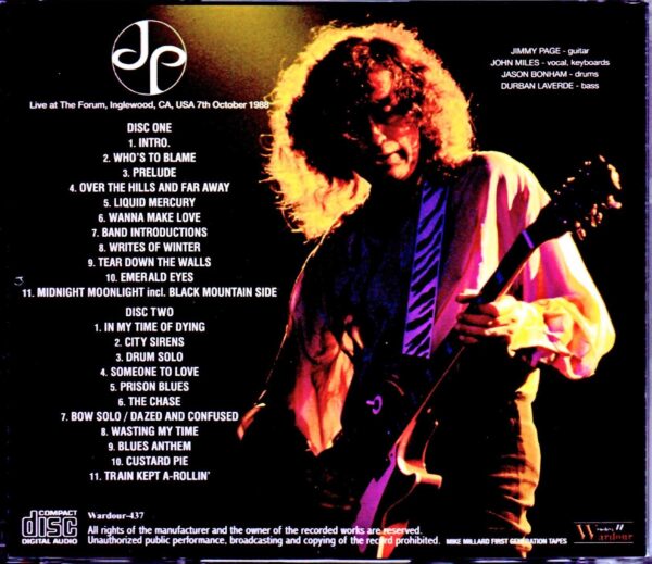 Jimmy Page/CA,USA 1988 Mike Millard 1st Generation Tapes - Image 2