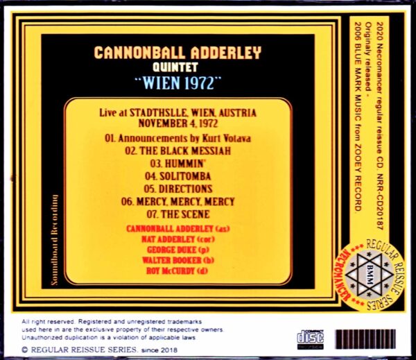 Cannonball Adderley Quintete/Austria 1972 - Image 2