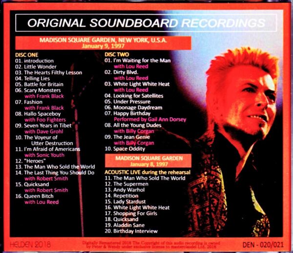David Bowie/Bowie 50th Celebration Concert 1997 & Rehearsal - Image 2