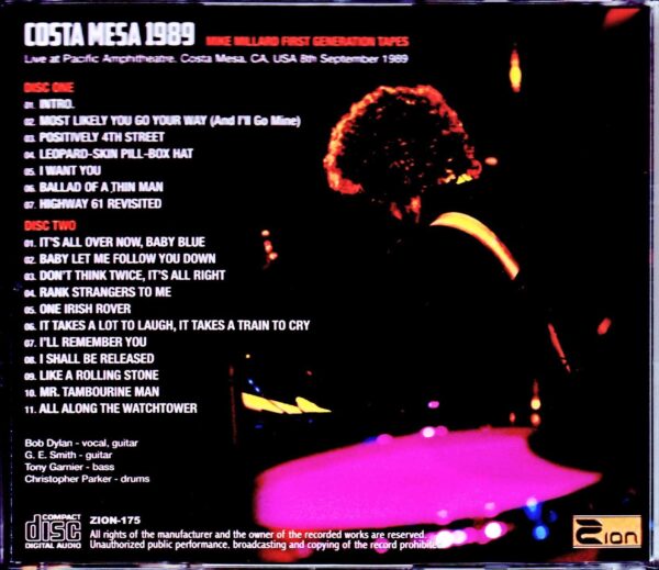 Bob Dylan/CA,USA 9.8.1989 Mike Millard 1st Gen - Image 2