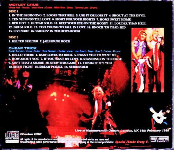 Motley Crue,Cheap Trick/London,UK 1986 - Image 2