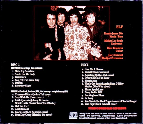 ELF,Ronnie James Dio/Studio Recordings & Early Live 1972 - Image 2