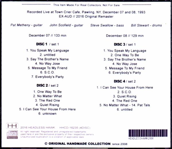 John Scofield,Pat Metheny,Steve Swallow,Bill Stewart/NY,USA 1993 2Days Complete - Image 2