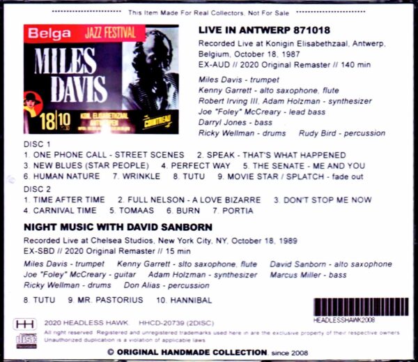 Miles Davis Octet, David Sanborn/Belgium 1987 & more - Image 2