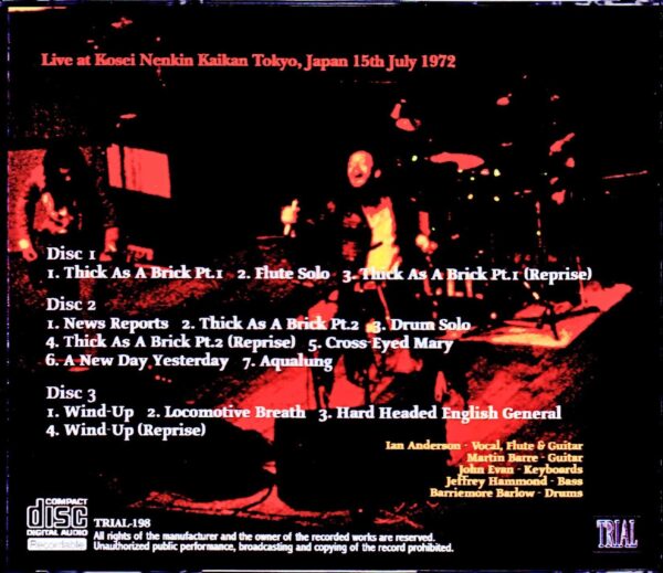 Jethro Tull/Tokyo,Japan 7.15.1972 - Image 2