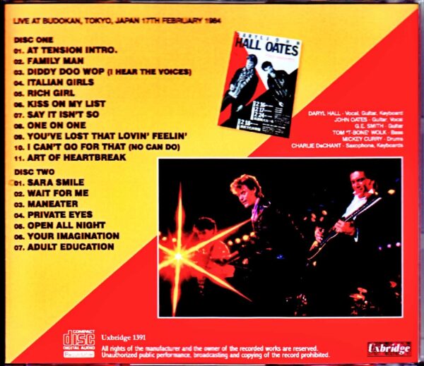 Hall & Oates/Tokyo,Japan 1984 - Image 2