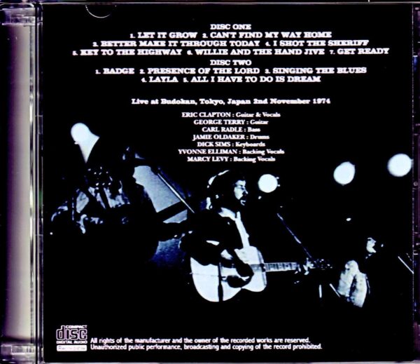 Eric Clapton/Tokyo,Japan 11.2.1974 Original Master - Image 2