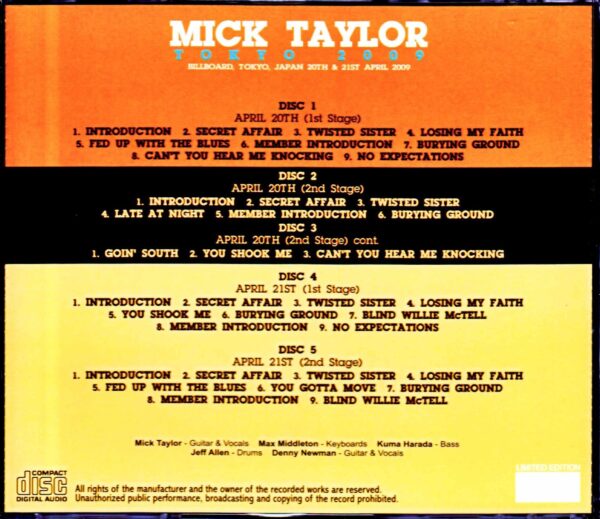 Mick Taylor/Tokyo,Japan 2009 2Days Complete - Image 2