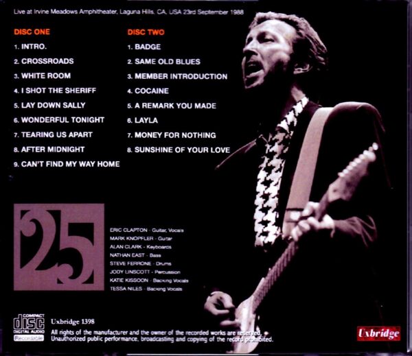 Eric Clapton/CA,USA 1988 Millard Tapes - Image 2