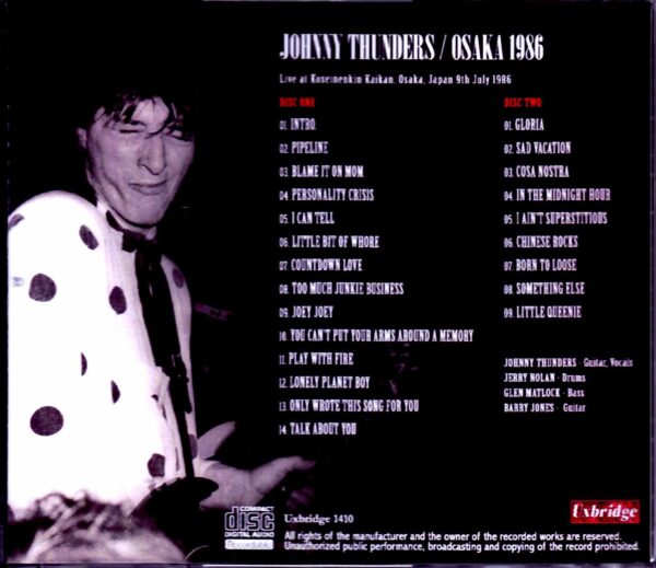 Johnny Thunders/Osaka, Japan 1986 - Image 2