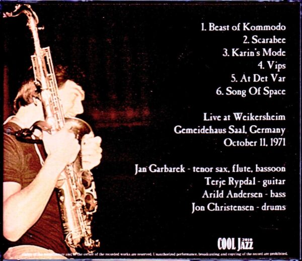 Jan Garbarek Group Terje Rypdal,Arild Andersen/Germany 10.11.1971 - Image 2