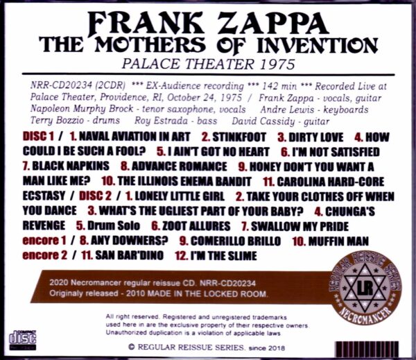 Frank Zappa the Mothers of Invention/RI, USA 1975 - Image 2