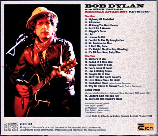 Bob Dylan,Mick Taylor/Belgium 1984 Upgrade & more - Image 2