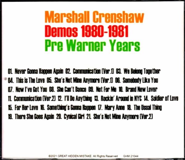 Marshall Crenshaw/Pre Warner Years Demos 1980-1981 - Image 2