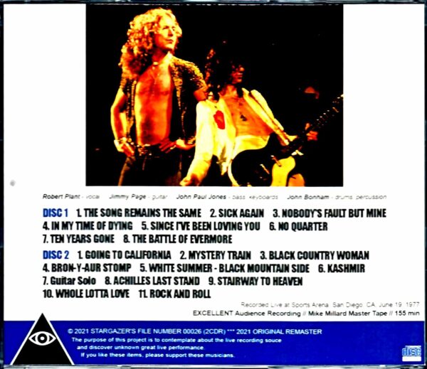 Led Zeppelin/CA,USA 6.19.1977 Mike Millard Flashed Tapes - Image 2