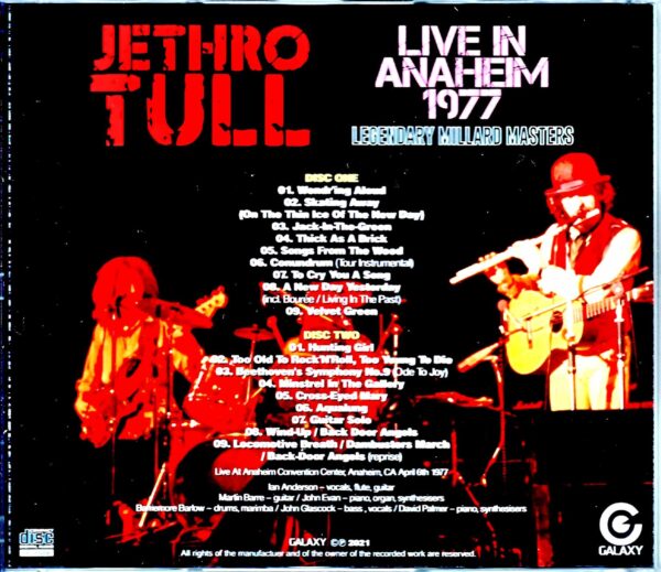 Jethro Tull/CA,USA 4.6.1977 Mike Millard Master Tapes - Image 2