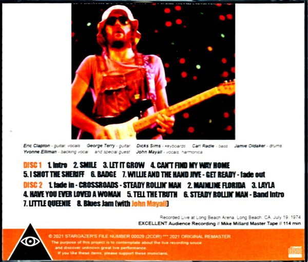Eric Clapton/CA,USA 1974 Mike Millard Master Tapes - Image 2