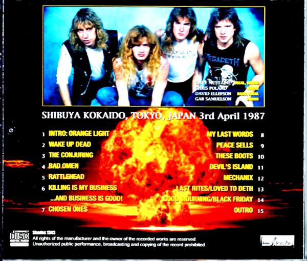 Megadeth/Tokyo,Japan 4.3.1987 - Image 2