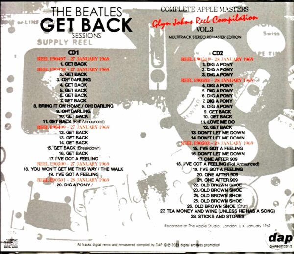 Beatles/Get Back Session Glyn Johns Reel Compilation Vol.3 - Image 2