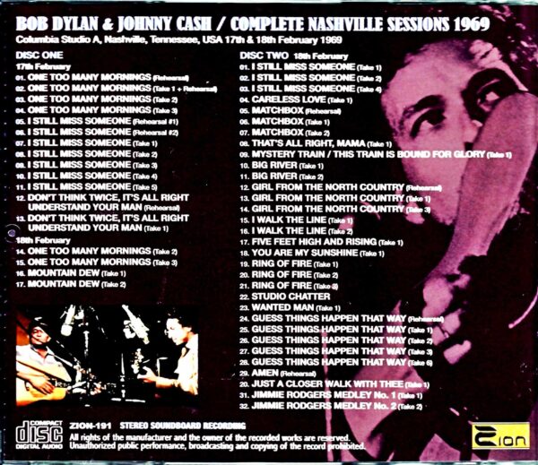 Bob Dylan,Johnny Cash/TN,USA 1969 Complete Sessions - Image 2