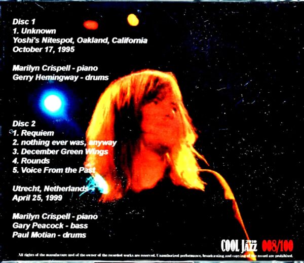 Marilyn Crispell with Gerry Hemingway,Gary Peacock,Paul Motian/CA,USA 1995 & more - Image 2