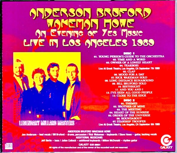 Anderson Bruford Wakeman Howe/CA,USA 1989 Mike Millard Master Tapes - Image 2