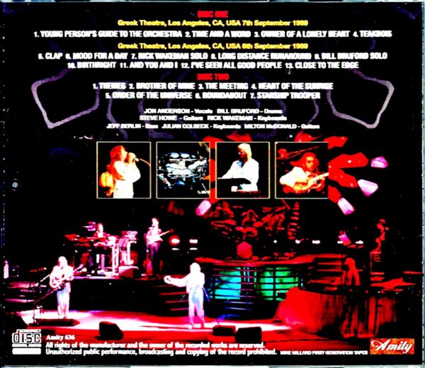 Anderson,Bruford,Wakeman,Howe Yes/CA,USA 1989 Mike Millard 1st Generation Tapes - Image 2