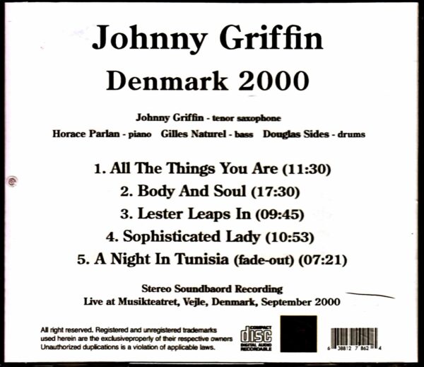 Johnny Griffin, Horace Parlan Trio/Denmark 2000 - Image 2
