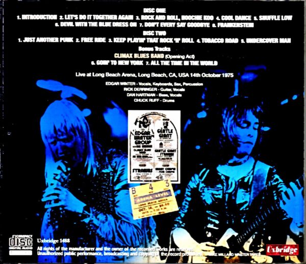 Edgar Winter Group Rick Derringer/CA,USA 1975 Mike Millard Master Tapes - Image 2