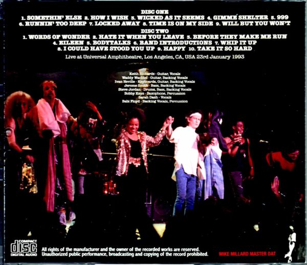 Keith Richards & the X-Pensive Winds/CA,USA 1993 Mike Millard Master DAT - Image 2