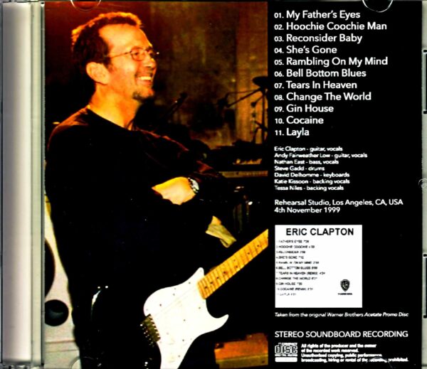 Eric Clapton/CA,USA 1999 Original Warner Brothers Acetate Promo Disc - Image 2