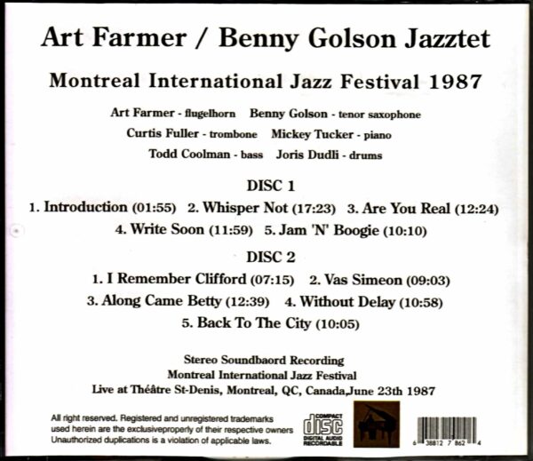 Art Farmer Benny Golson/Canada 1987 - Image 2