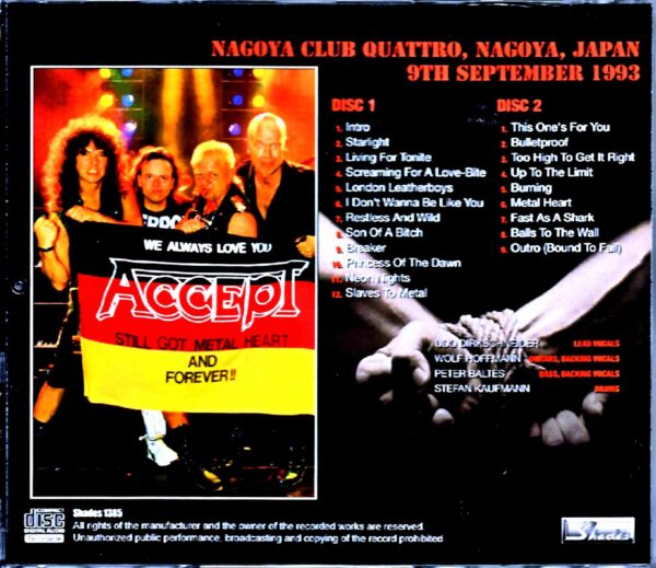 Accept/Aichi,Japan 1993 DAT Master - Image 2