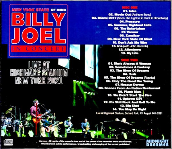 Billy Joel/NY,USA 2021 Complete - Image 2
