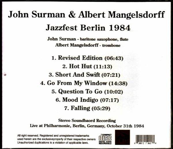 John Surman,Albert Mangelsdorff/Germany 1984 - Image 2