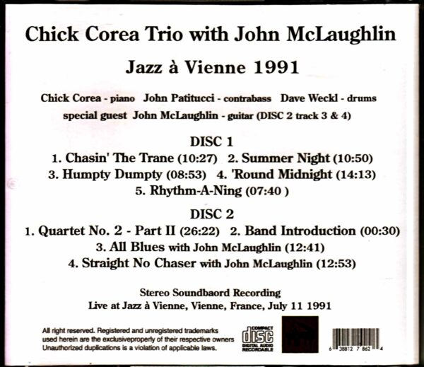 Chick Corea Trio John McLaughlin/France 1991 - Image 3