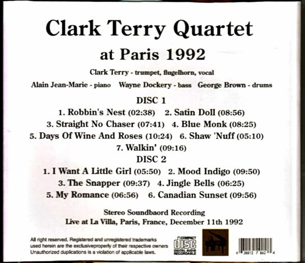 Clark Terry Quartet Alain Jean-Marie/France 1992 Complete - Image 2