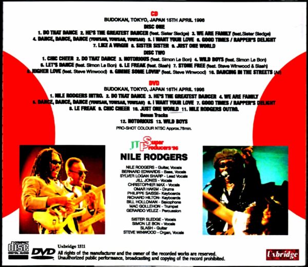 Chic Nile Rodgers,Sister Sledge/Tokyo,Japan 1996 2Days S & V - Image 2