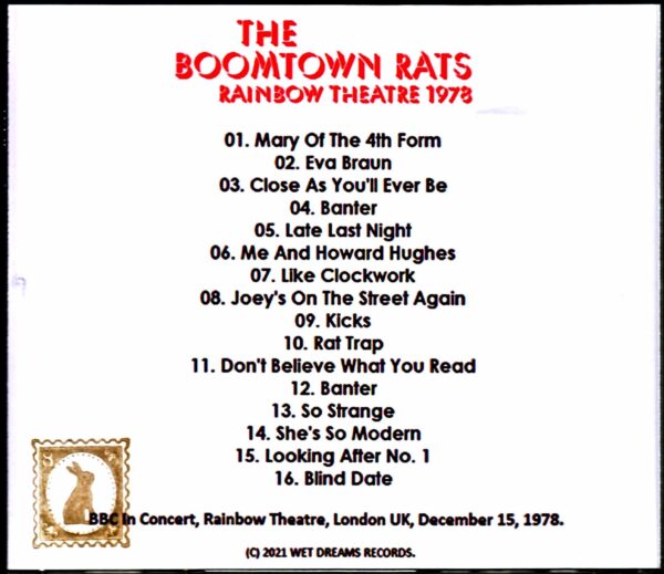 Boomtown Rats/London,UK 1978 Complete - Image 2