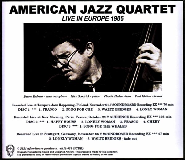 Charlie Haden American Jazz Quartet Don Cherry/Europe Tour Collection 1986 - Image 2