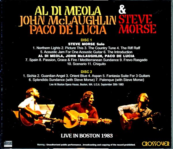 Al di Meola John McLaughlin Paco de Lucia Steve Morse/MA,USA 1983 - Image 2