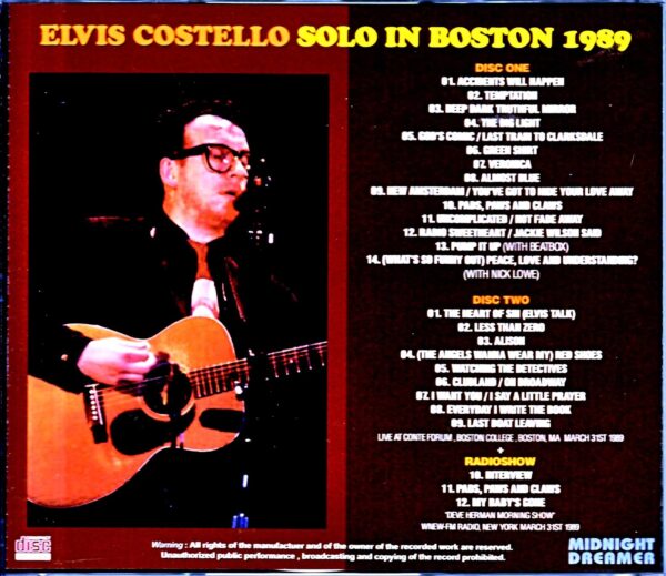 Elvis Costello/MA, USA 1989 - Image 2