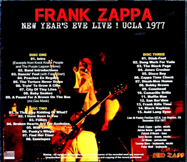 Frank Zappa Frank Zappa/CA,USA 12.31.1977 Complete - Image 2