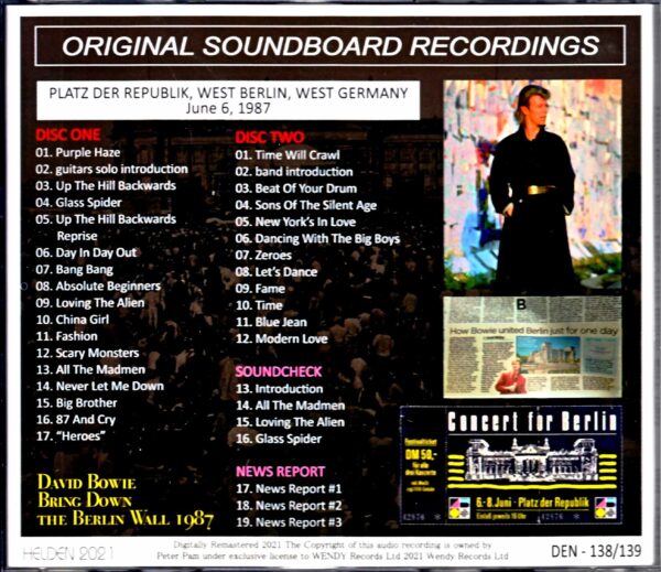 David Bowie David Bowie/Germany 6.6.1987 Complete & more - Image 2