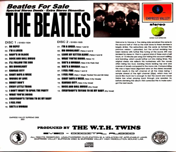 Beatles Beatles/Beatles For Sale Final Technical Specifications Beatles For Sale Spectral Stereo Demix - Image 2