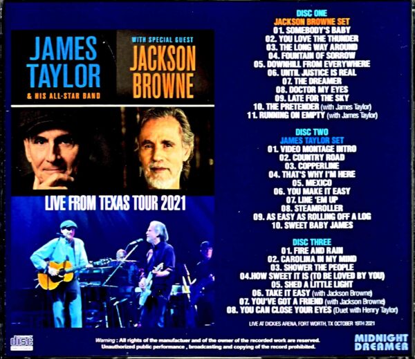 Jackson Browne James Taylor Jackson Browne James Taylor/TX,USA 2021 Complete - Image 2