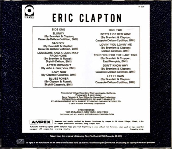 Eric Clapton/Solo Debut Album Debut Album Original US Ampex Reel-to-Reel - Image 2