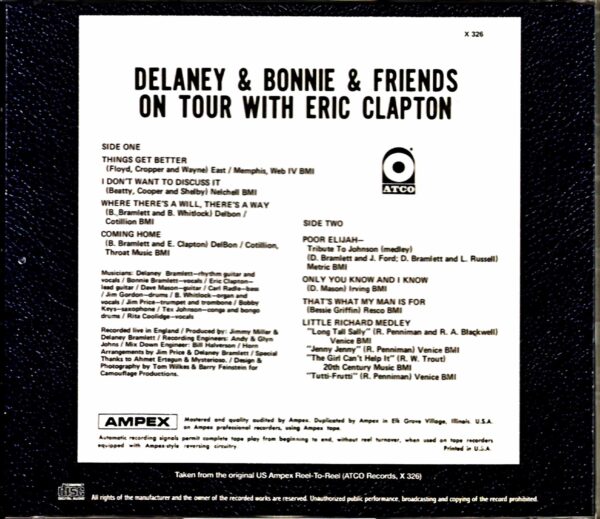 Delaney & Bonnie with Eric Clapton Delaney & Bonnie Eric Clapton/On Tour On Tour Original US Ampex Reel-to-Reel - Image 2