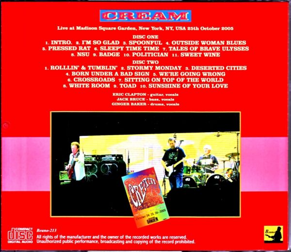 Cream Cream/NY,USA 10.25.2005 Original DAT Master - Image 2