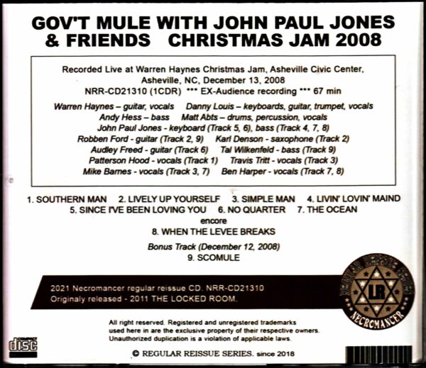Gov't Mule John Paul Jones Government Mule/NC,USA 2008 & more - Image 2